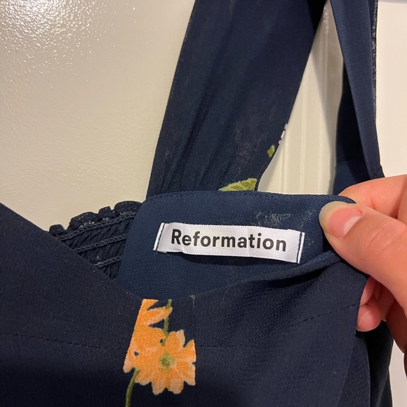 Reformation “Fulton” Floral Navy Dress - Picture 9 of 10